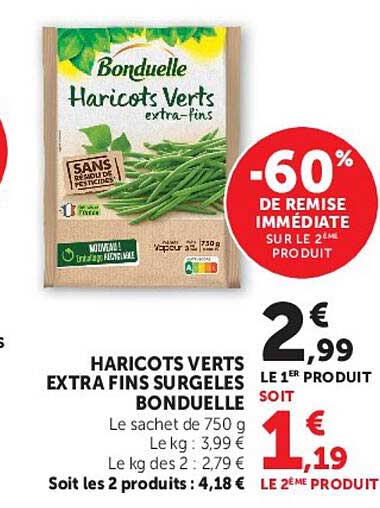HARICOTS VERTS EXTRA FINS SURGELÉS BONDUELLE
