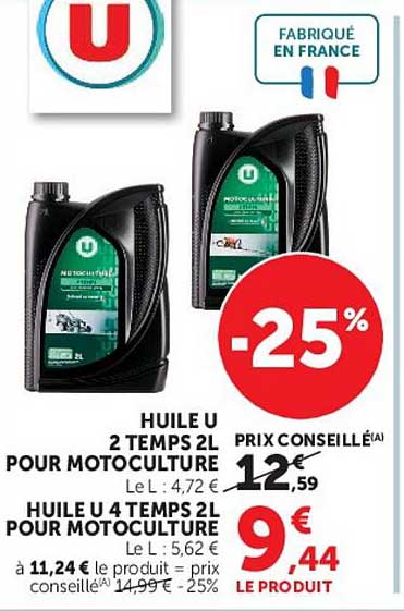 HUILE U 2 TEMPS 2L POUR MOTOCULTEUR