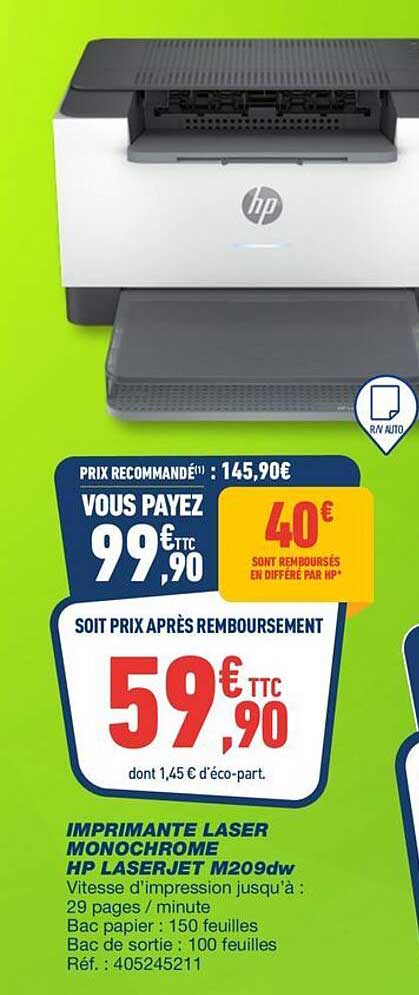 IMPRIMANTE LASER MONOCHROME HP LASERJET M209dw
