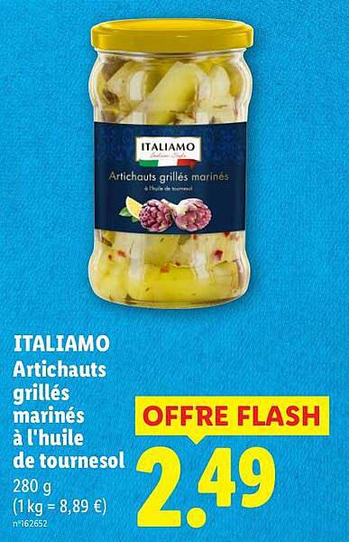 ITALIAMO Artichauts grillés marinés à l'huile de tournesol 280 g