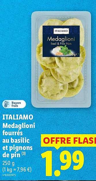 ITALIAMO Medaglioni fourrés au basilic et pignons de pin