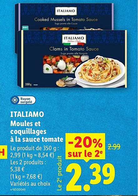 ITALIAMO Moules et coquillages à la sauce tomate