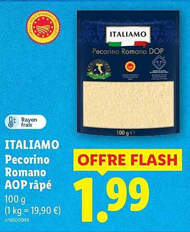 ITALIAMO Pecorino Romano AOP râpé 100 g (1 kg = 19,90 €)