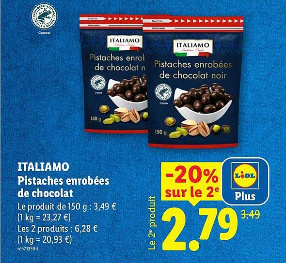 ITALIAMO Pistaches enrobées de chocolat