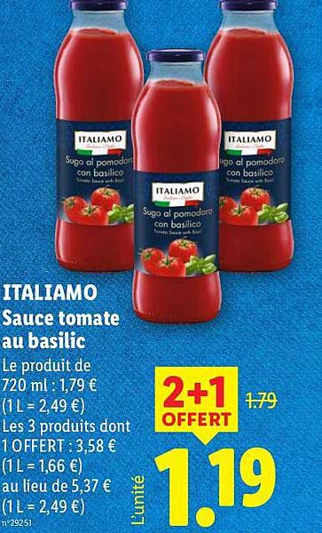 ITALIAMO Sauce tomate au basilic