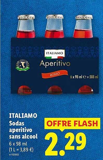 ITALIAMO Sodas aperitivo sans alcool 6 x 98 ml (1 L = 3,89 €) n°10983