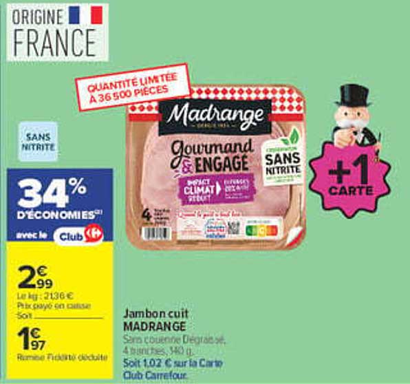 Jambon cuit MADRANGE