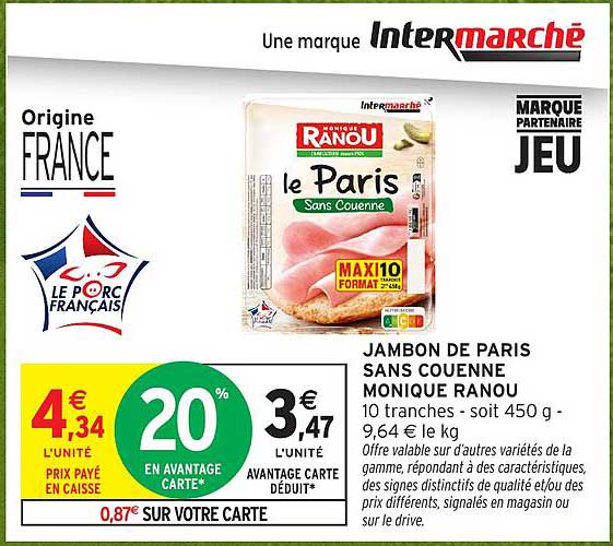 JAMBON DE PARIS SANS COUENNE MONIQUE RANOU