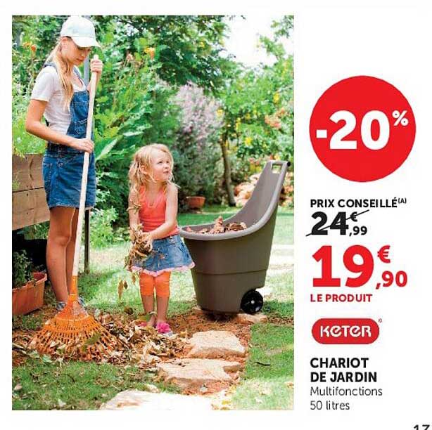 KETER CHARIOT DE JARDIN Multifonctions 50 litres