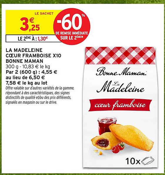LA MADELEINE CŒUR FRAMBOISE X10 BONNE MAMAN
