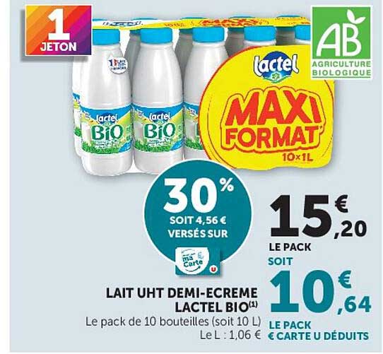 Lactel Bio MAXI FORMAT 10 x 1 L