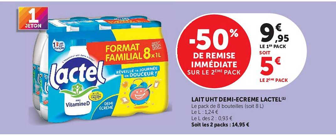 LAIT UHT DEMI-ECREME LACTEL