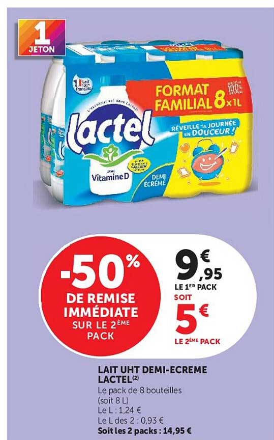 LAIT UHT DEMI-ECREME LACTEL