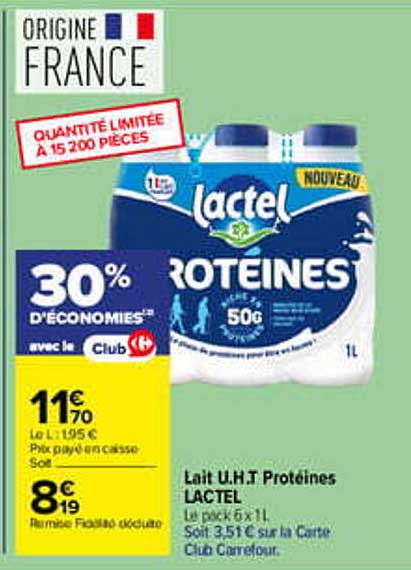 Lait U.H.T. Protéines LACTEL