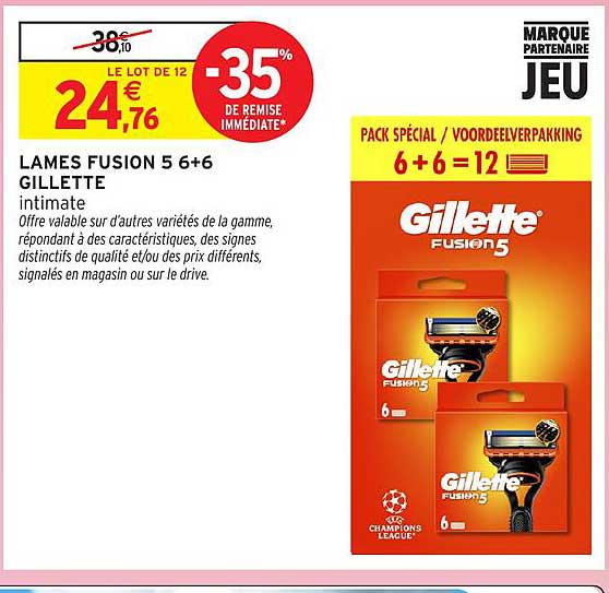 LAMES FUSION 5 6+6 GILLETTE intimate