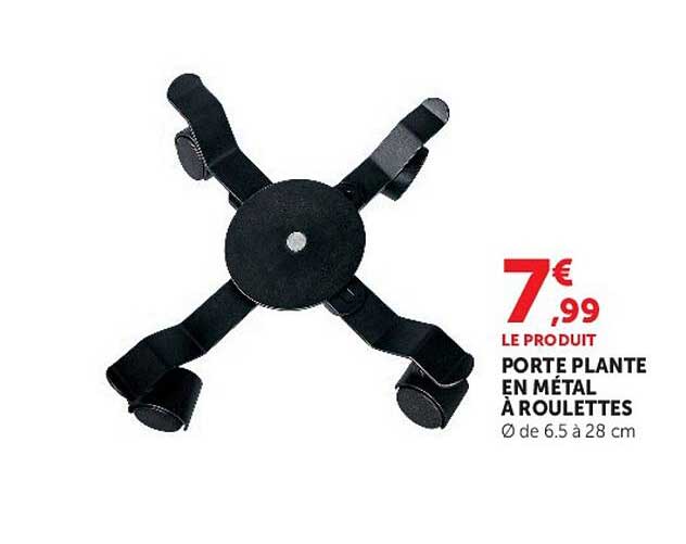 LE PRODUIT PORTE PLANTE EN MÉTAL À ROULETTES Ø de 6.5 à 28 cm