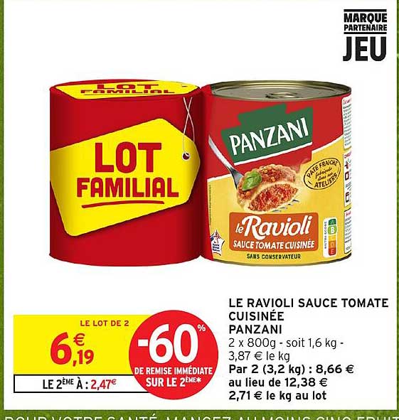 LE RAVIOLI SAUCE TOMATE CUISINÉE PANZANI