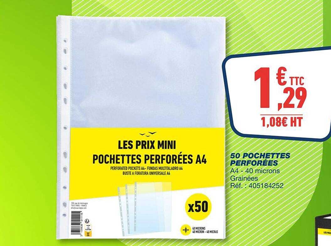 LES PRIX MINI POCHETTES PERFORÉES A4