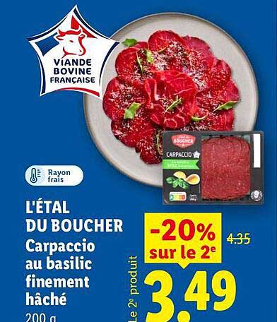 L'ÉTAL DU BOUCHER Carpaccio au basilic finement haché 200 g