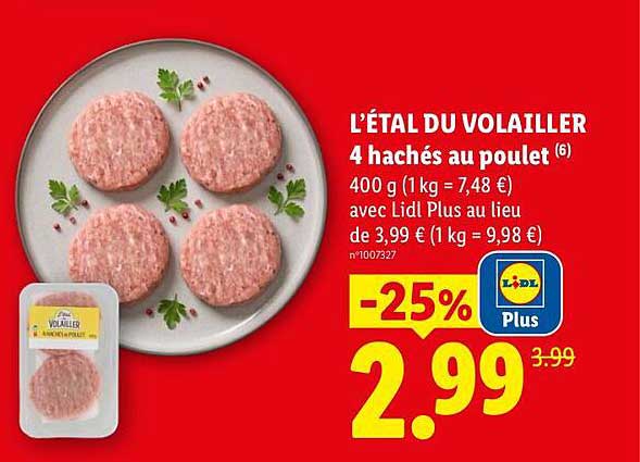 L’ÉTAL DU VOLAILLER 4 hachés au poulet