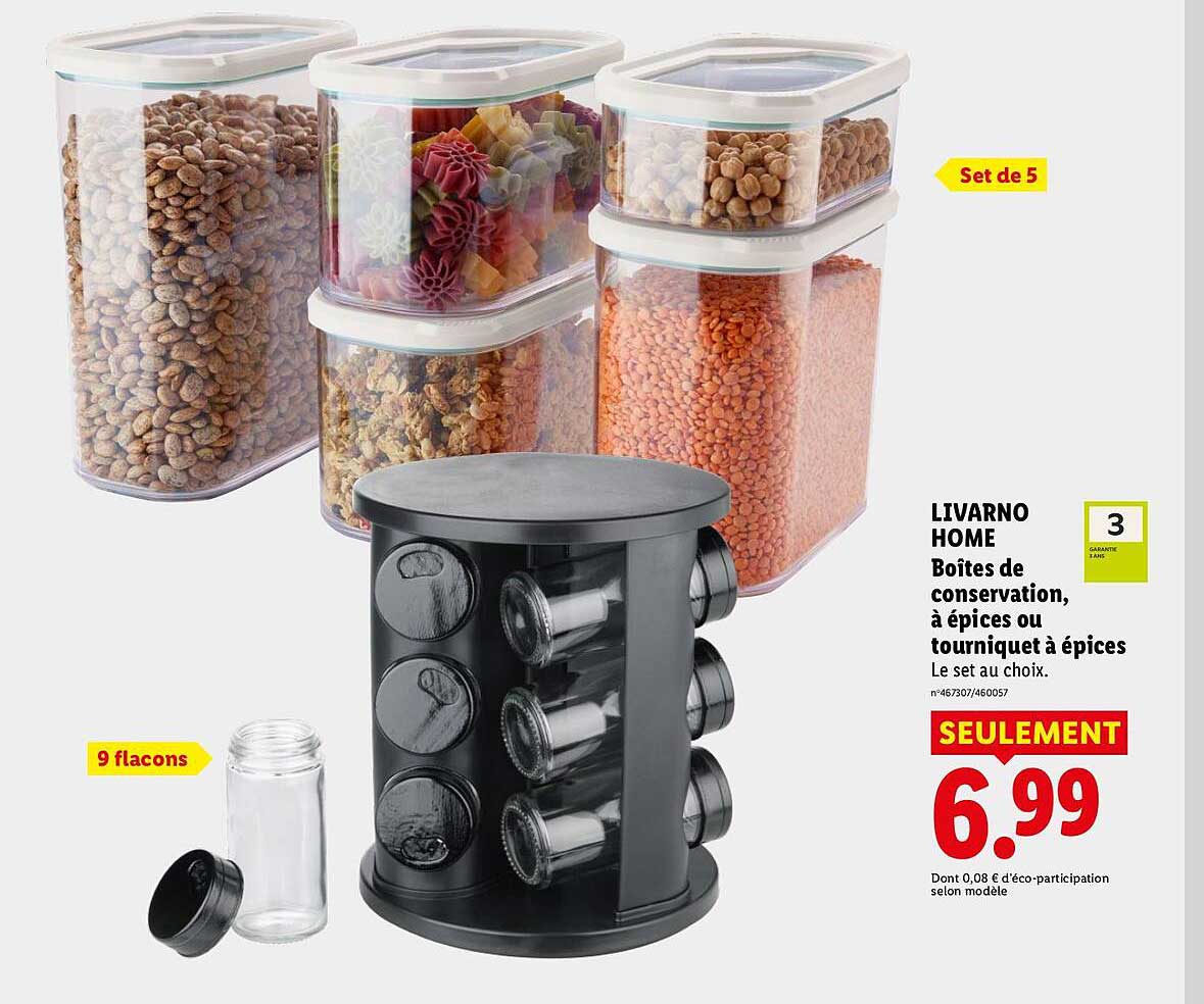 LIVARNO HOME Boîtes de conservation, à épices ou tourniquet à épices