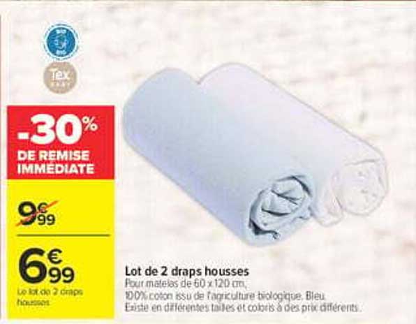 Lot de 2 draps housses