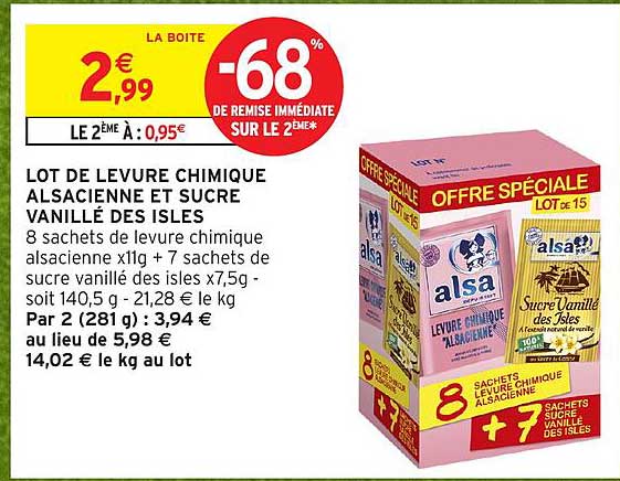 LOT DE LEVURE CHIMIQUE ALSACIENNE ET SUCRE VANILLÉ DES ISLES