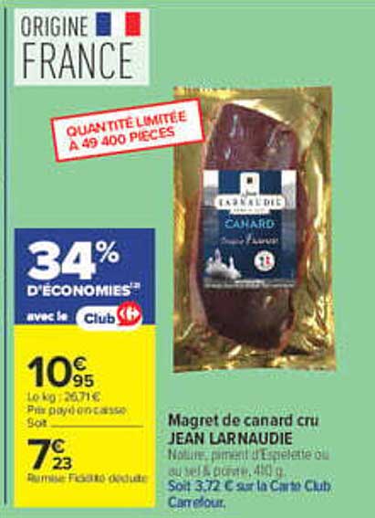Magret de canard cru JEAN BARNAUDIE