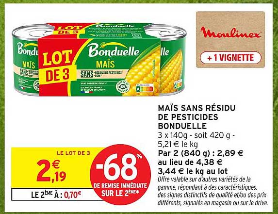 MAÏS SANS RÉSIDU DE PESTICIDES BONDUELLE