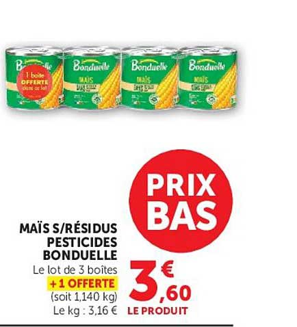 MAÏS S/RÉSIDUS PESTICIDES BONDUELLE