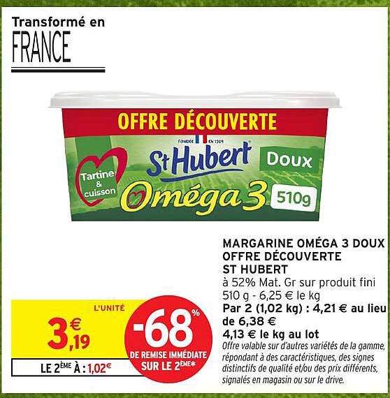 MARGARINE OMÉGA 3 DOUX OFFRE DÉCOUVERTE ST HUBERT