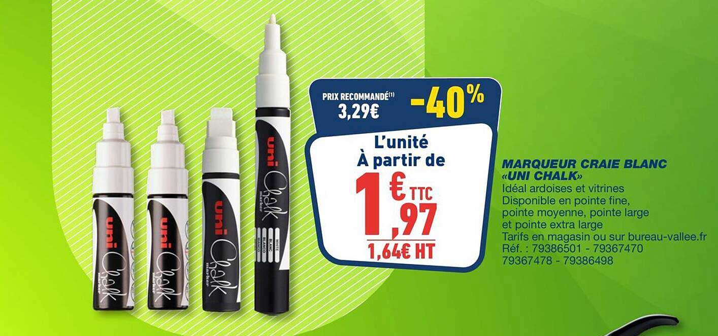 MARQUEUR CRAIE BLANC «UNI CHALK»
