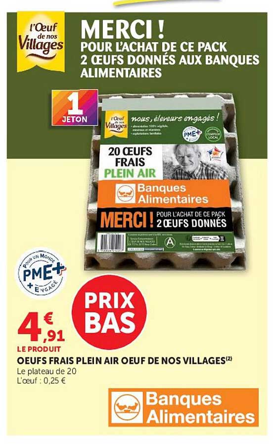 MERCI ! POUR L’ACHAT DE CE PACK 2 OEUFS DONNÉS AUX BANQUES ALIMENTAIRES