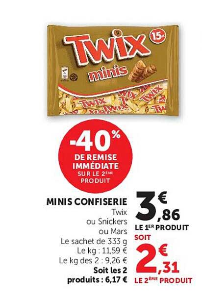MINIS CONFISERIE Twix ou Snickers ou Mars
