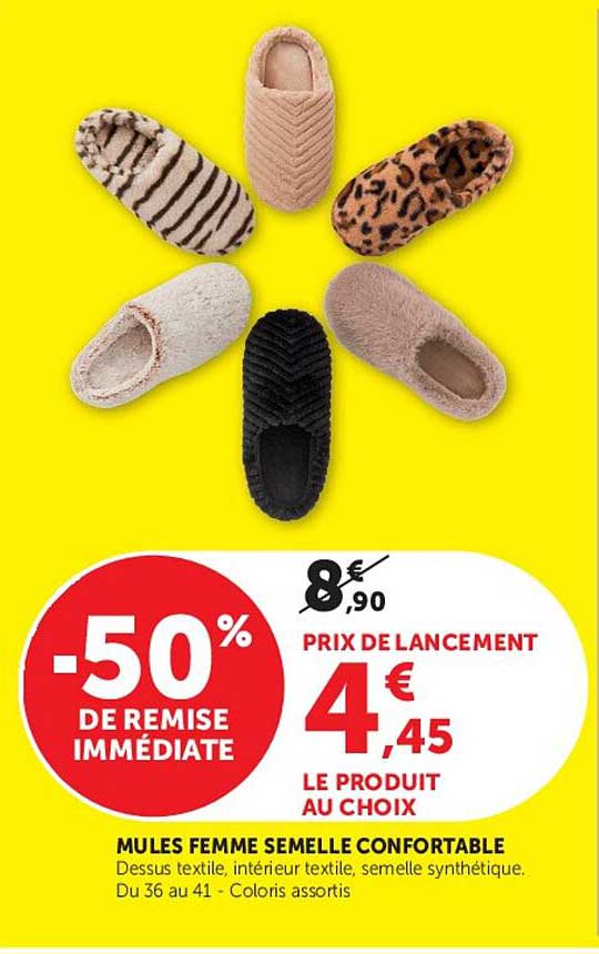 MULES FEMME SEMELLE CONFORTABLE