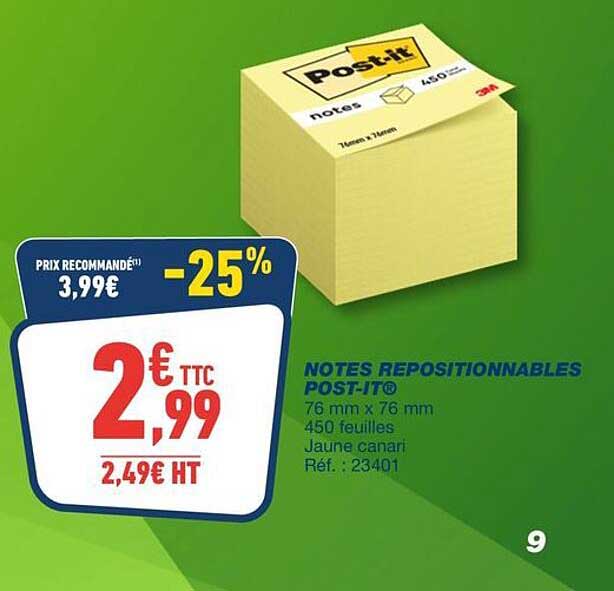 NOTES REPOSITIONNABLES POST-IT®