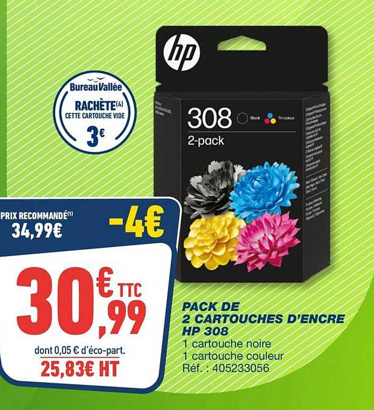 PACK DE 2 CARTOUCHES D’ENCRE HP 308