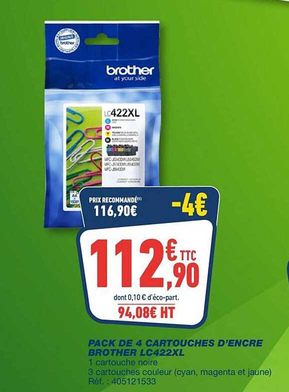 PACK DE 4 CARTOUCHES D'ENCRE BROTHER LC422XL