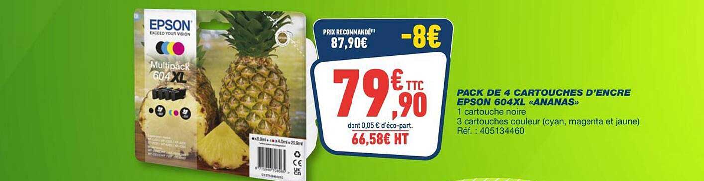 PACK DE 4 CARTOUCHES D’ENCRE EPSON 604XL «ANANAS»