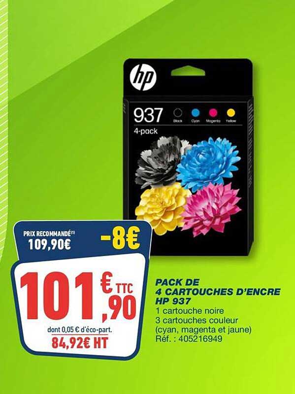 PACK DE 4 CARTOUCHES D’ENCRE HP 937