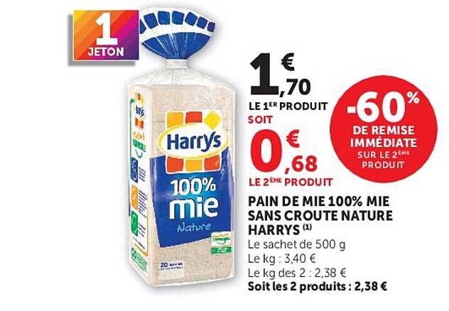 PAIN DE MIE 100% MIE SANS CROUTE NATURE HARRYS