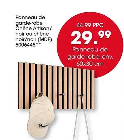 Panneau de garde-robe Chêne Artisan/noir ou chêne noir/noir (MDF) 5006445**