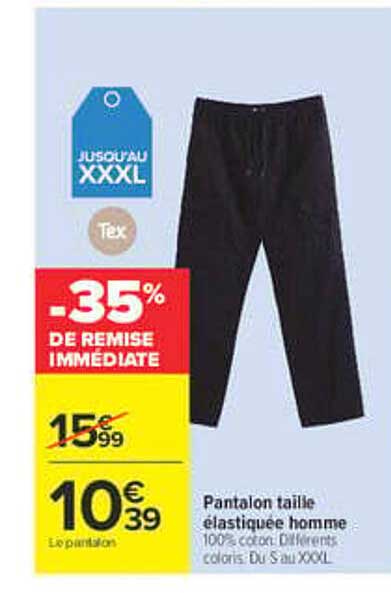 Pantalon taille élastiquée homme