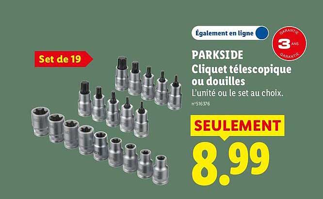 PARKSIDE Cliquet télescopique ou douilles