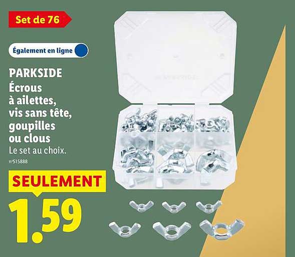 PARKSIDE Écrous à ailettes, vis sans tête, goupilles ou clous