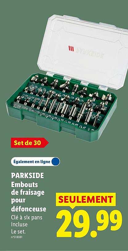 PARKSIDE Embouts de fraisage pour défonceuse