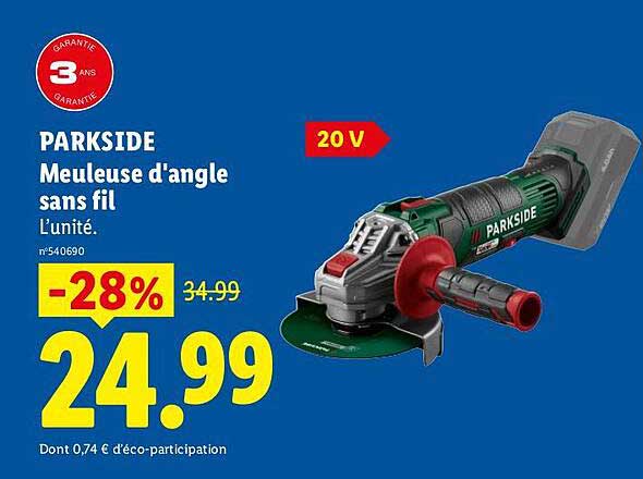 PARKSIDE Meuleuse d'angle sans fil