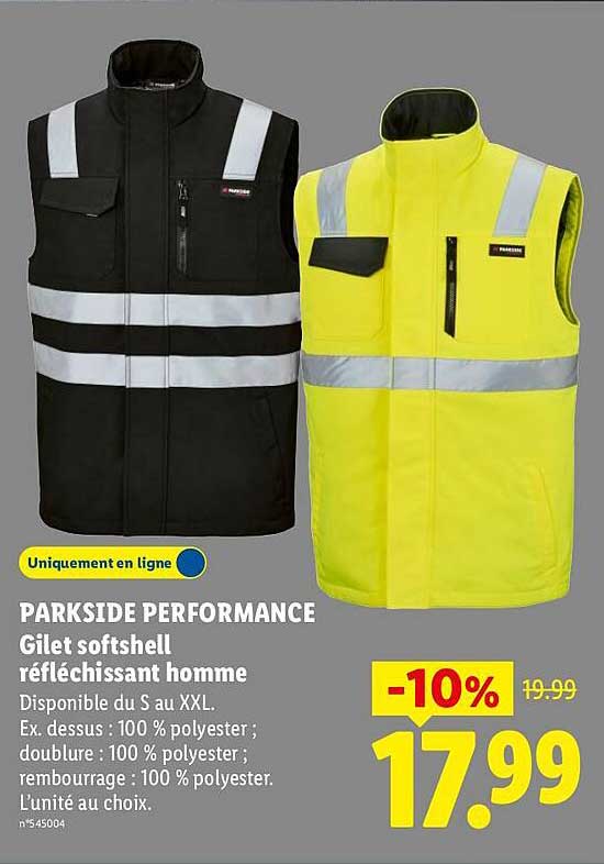 PARKSIDE PERFORMANCE Gilet softshell réfléchissant homme