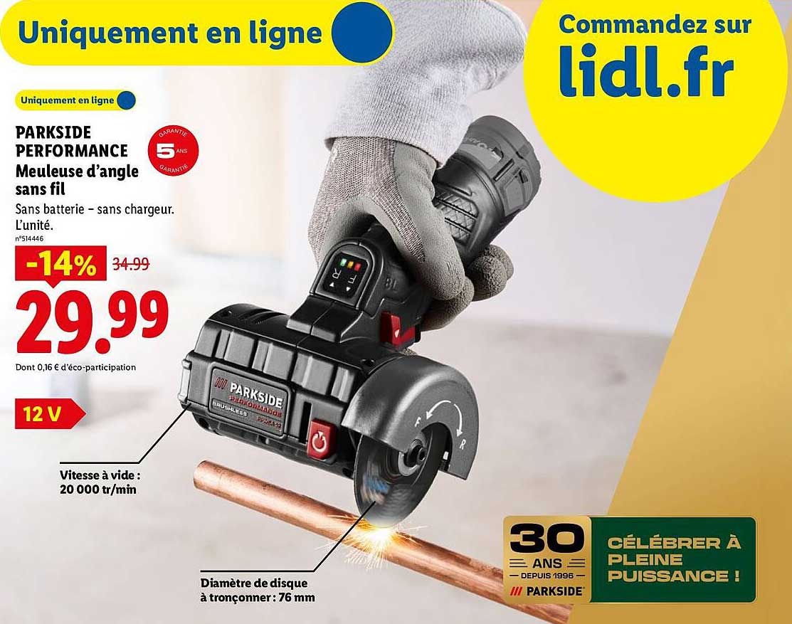 PARKSIDE PERFORMANCE Meuleuse d’angle sans fil
