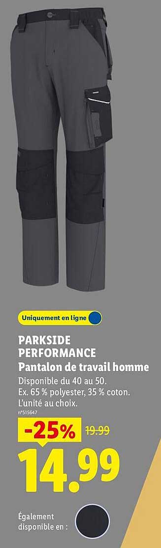 PARKSIDE PERFORMANCE Pantalon de travail homme